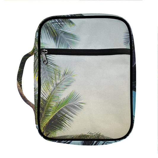 Vintage Coconut Tree Print Front Pocket Bible Bag