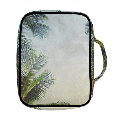 Vintage Coconut Tree Print Front Pocket Bible Bag