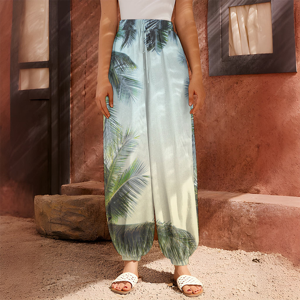 Vintage Coconut Tree Print Harem Pants