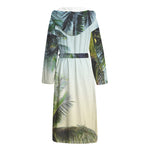 Vintage Coconut Tree Print Hooded Bathrobe