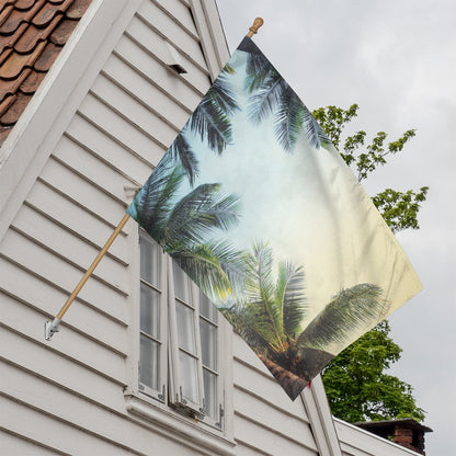Vintage Coconut Tree Print House Flag