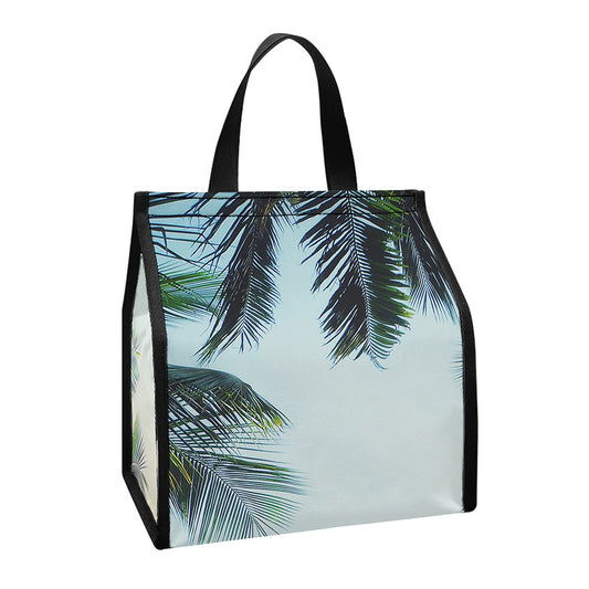 Vintage Coconut Tree Print Insulated Lunch Tote