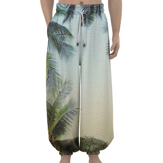 Vintage Coconut Tree Print Lantern Pants