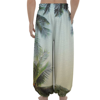 Vintage Coconut Tree Print Lantern Pants