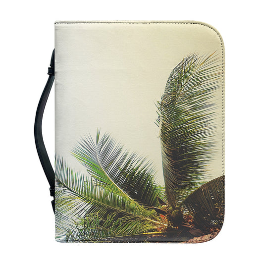 Vintage Coconut Tree Print Leather Bible Cover