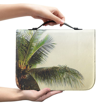 Vintage Coconut Tree Print Leather Bible Cover