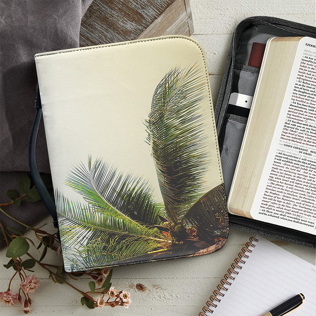 Vintage Coconut Tree Print Leather Bible Cover