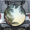 Vintage Coconut Tree Print Leather Spare Tire Cover