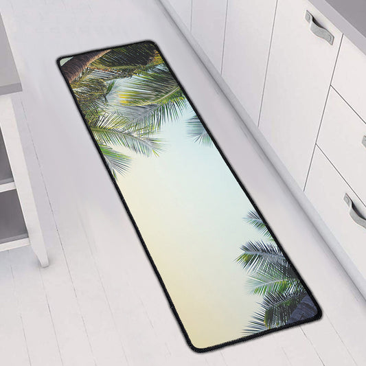Vintage Coconut Tree Print Long Kitchen Mat