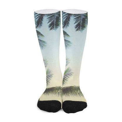 Vintage Coconut Tree Print Long Socks