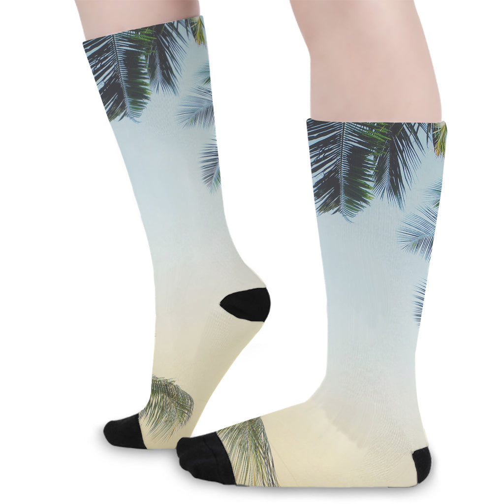 Vintage Coconut Tree Print Long Socks