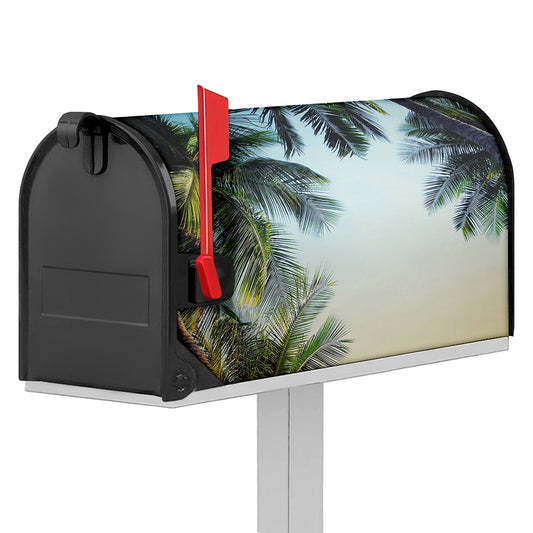Vintage Coconut Tree Print Mailbox Cover
