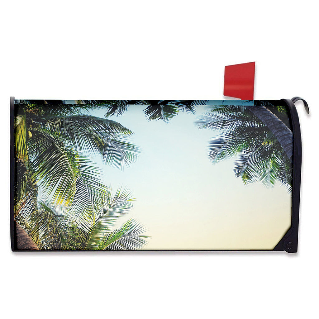 Vintage Coconut Tree Print Mailbox Cover