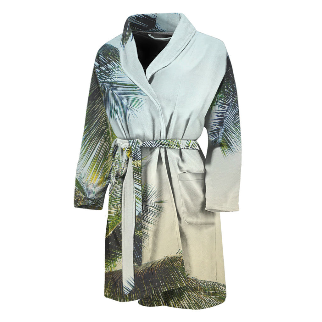 Vintage Coconut Tree Print Men's Bathrobe