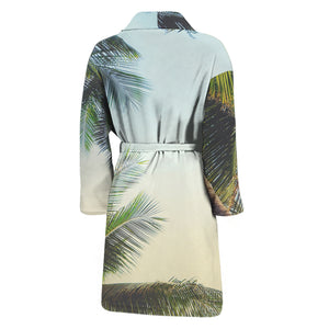 Vintage Coconut Tree Print Men's Bathrobe