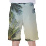 Vintage Coconut Tree Print Men's Beach Shorts