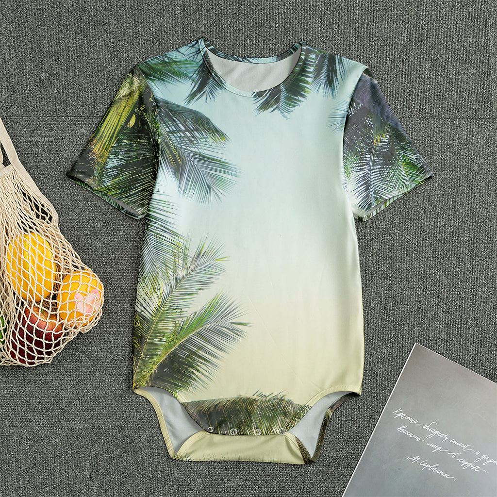 Vintage Coconut Tree Print Men's Bodysuit