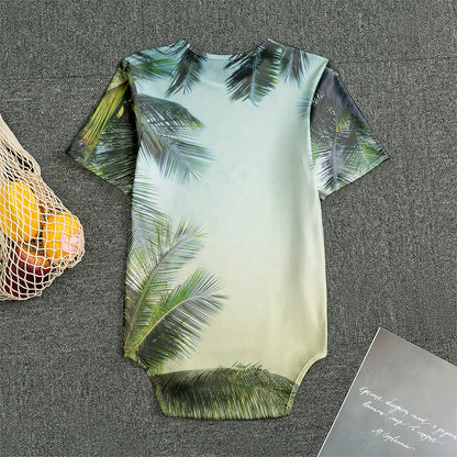 Vintage Coconut Tree Print Men's Bodysuit