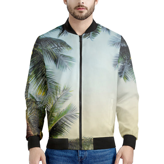 Vintage Coconut Tree Print Men's Bomber Jacket