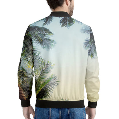Vintage Coconut Tree Print Men's Bomber Jacket