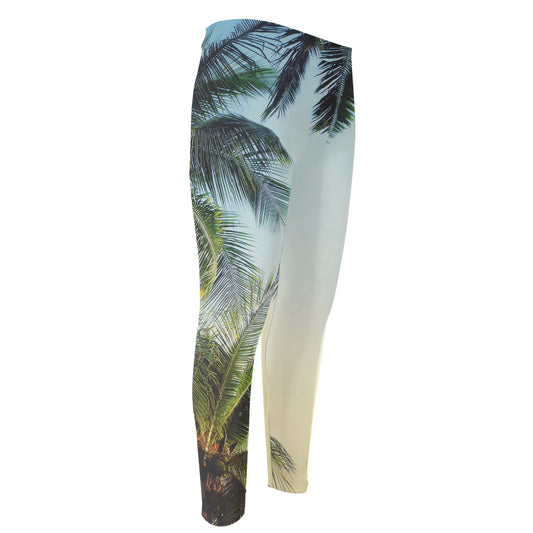 Vintage Coconut Tree Print Men's Compression Pants