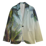 Vintage Coconut Tree Print Men's Cotton Blazer