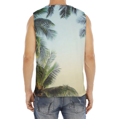 Vintage Coconut Tree Print Men's Fitness Tank Top