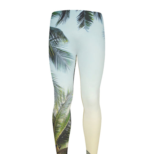 Vintage Coconut Tree Print Men's leggings