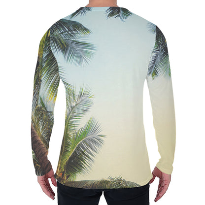 Vintage Coconut Tree Print Men's Long Sleeve T-Shirt