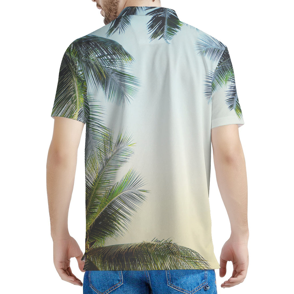 Vintage Coconut Tree Print Men's Polo Shirt