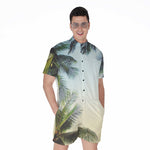 Vintage Coconut Tree Print Men's Rompers
