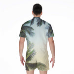Vintage Coconut Tree Print Men's Rompers