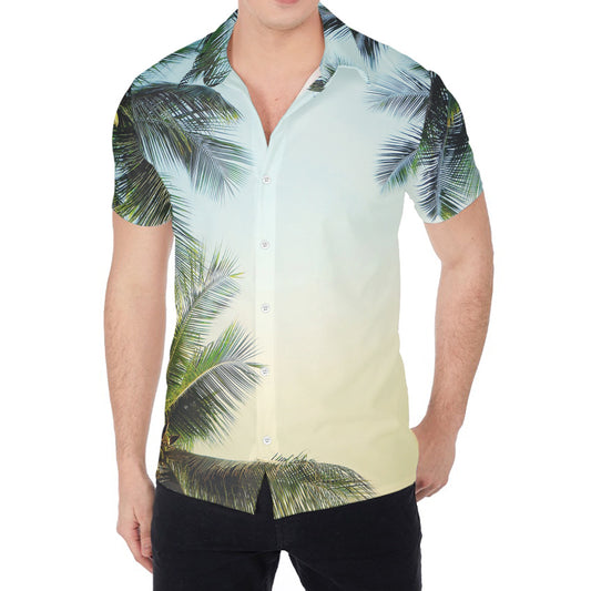 Vintage Coconut Tree Print Men's Shirt
