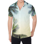 Vintage Coconut Tree Print Men's Shirt