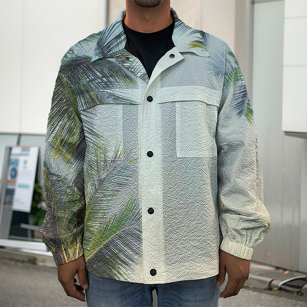 Vintage Coconut Tree Print Men's Shirt Jacket