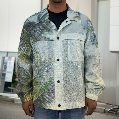 Vintage Coconut Tree Print Men's Shirt Jacket