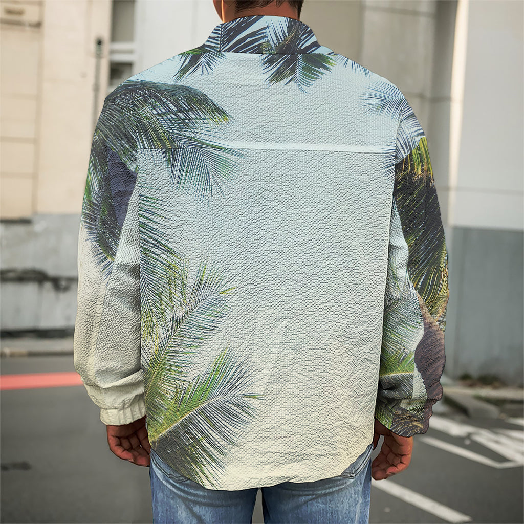 Vintage Coconut Tree Print Men's Shirt Jacket
