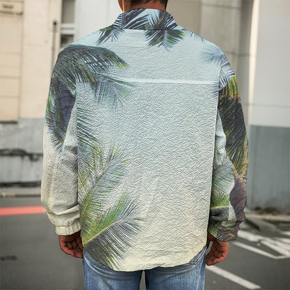 Vintage Coconut Tree Print Men's Shirt Jacket