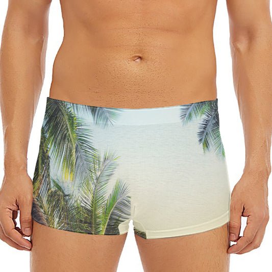 Vintage Coconut Tree Print Men's Short Boxer Briefs