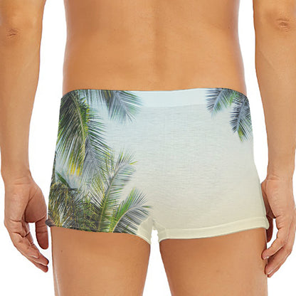 Vintage Coconut Tree Print Men's Short Boxer Briefs