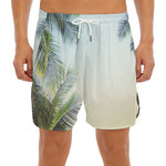 Vintage Coconut Tree Print Men's Split Running Shorts