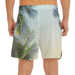 Vintage Coconut Tree Print Men's Split Running Shorts