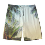 Vintage Coconut Tree Print Men's Swim Trunks