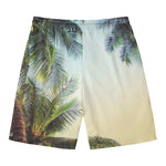 Vintage Coconut Tree Print Men's Swim Trunks