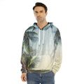 Vintage Coconut Tree Print Men's Velvet Pullover Hoodie