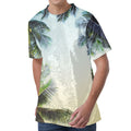 Vintage Coconut Tree Print Men's Velvet T-Shirt