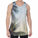 Vintage Coconut Tree Print Men's Velvet Tank Top