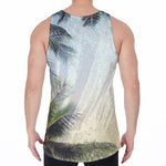 Vintage Coconut Tree Print Men's Velvet Tank Top