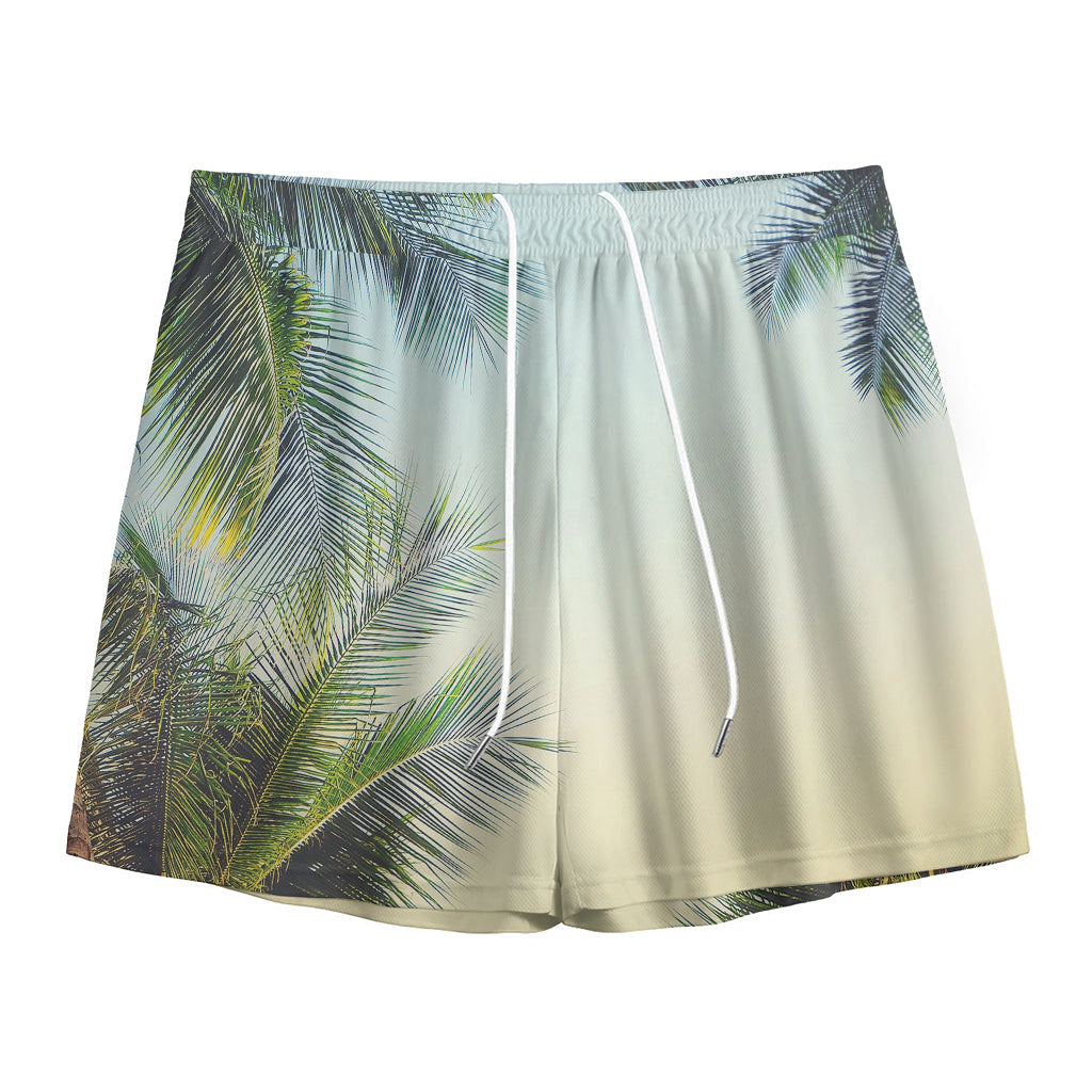 Vintage Coconut Tree Print Mesh Shorts