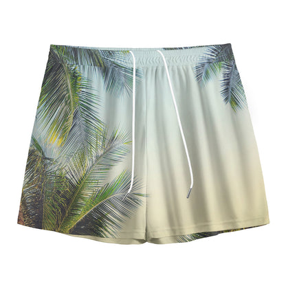Vintage Coconut Tree Print Mesh Shorts